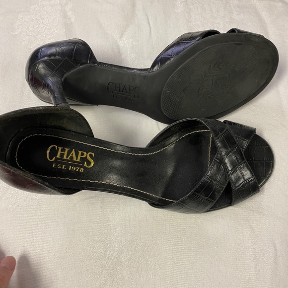 Chaps leather black high heeled peep toe - Picture 4 of 7